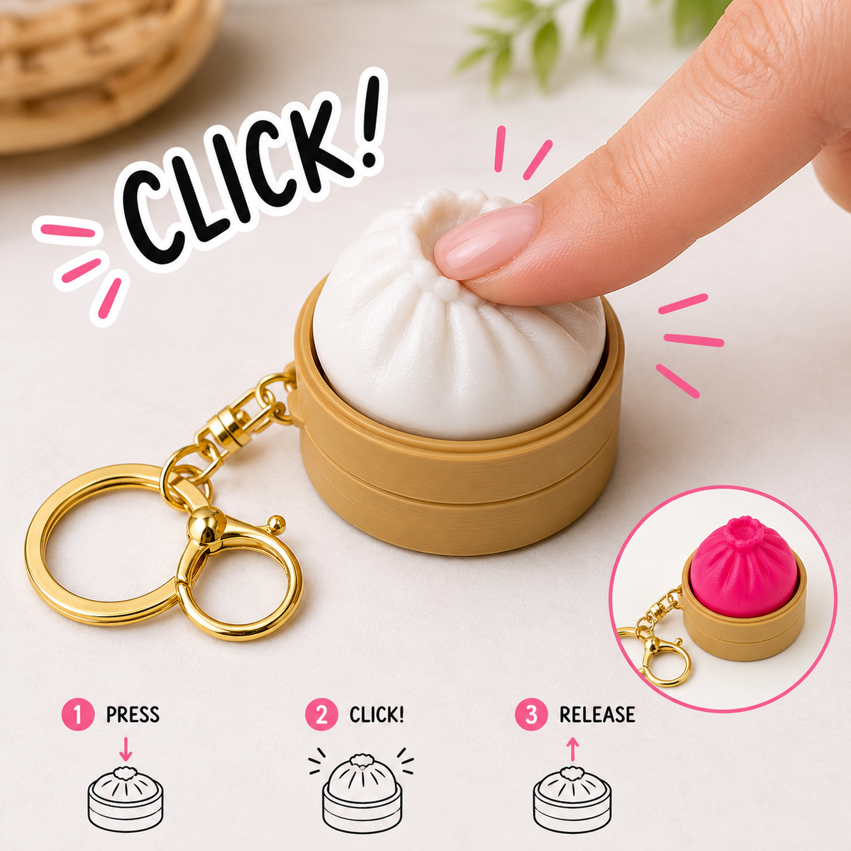 Dumpling Clicker Keychain | Random Color
