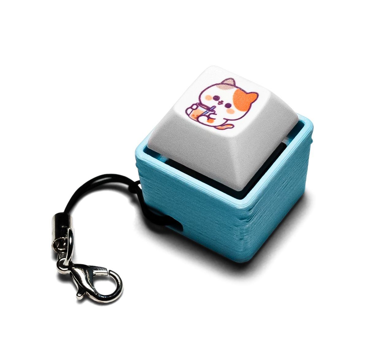 Mechanical keycap fidget with 1 key and a blue base