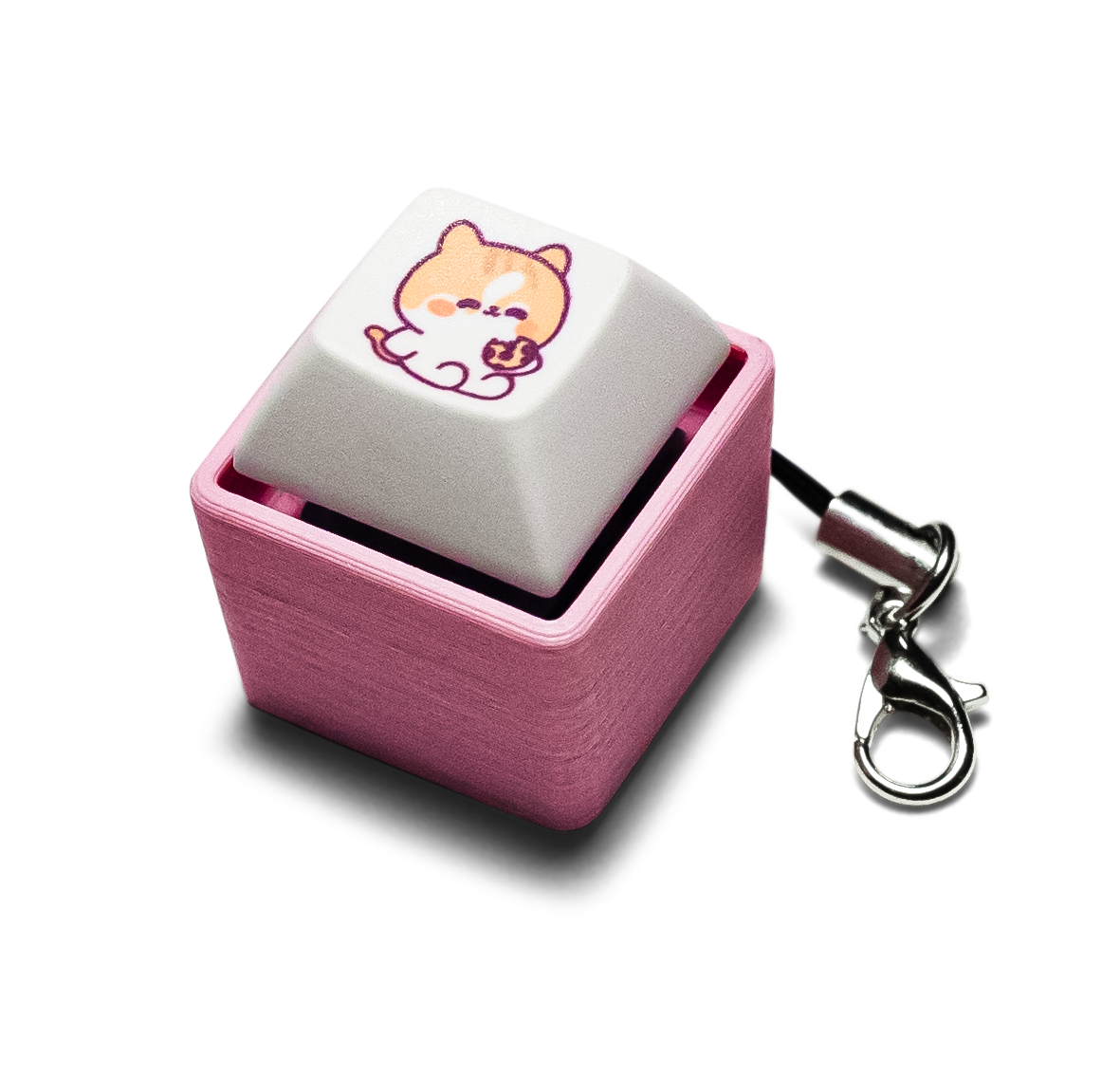 Mechanical keycap fidget with 1 key and a pink base